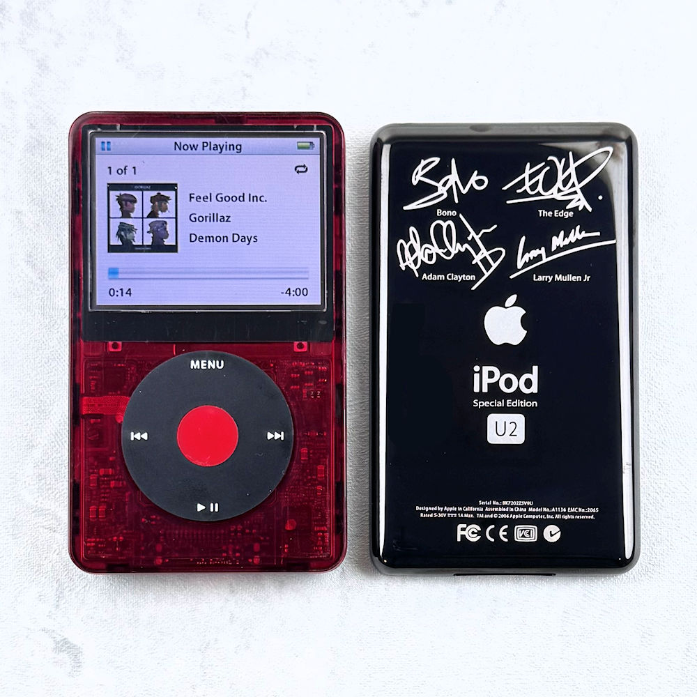iPod 5th Generation 128GB, 2000mAh, Transparent Red Faceplate, U2 Special Edition Backplate - Image 2