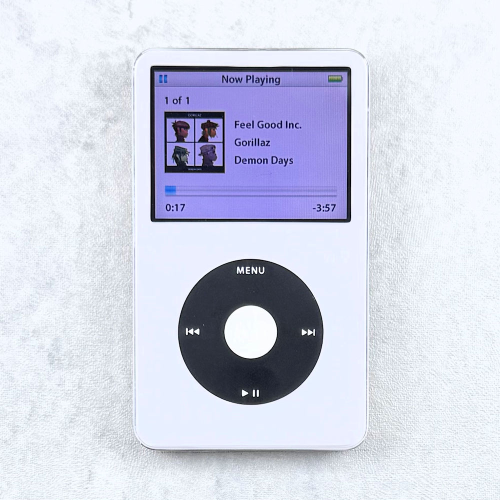 iPod 5th Generation 128GB, 2000mAh, White, Black Click Wheel - Image 1