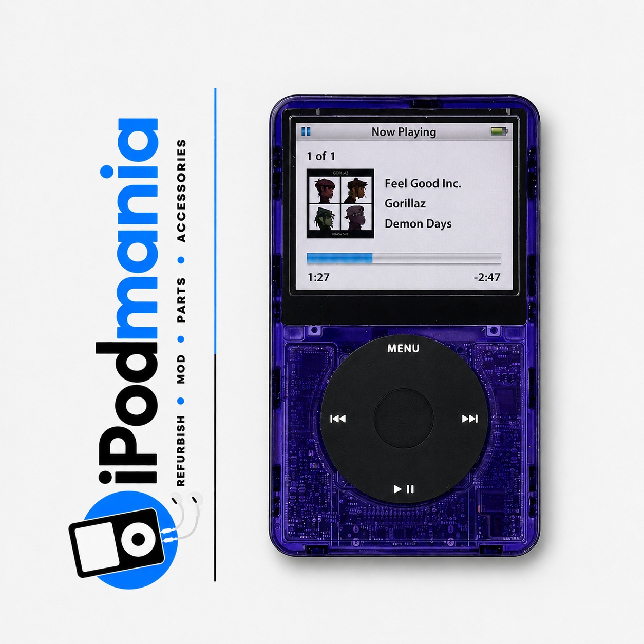 iPod 5th Generation 128GB, 2000mAh, Transparent Purple Faceplate - Image 1