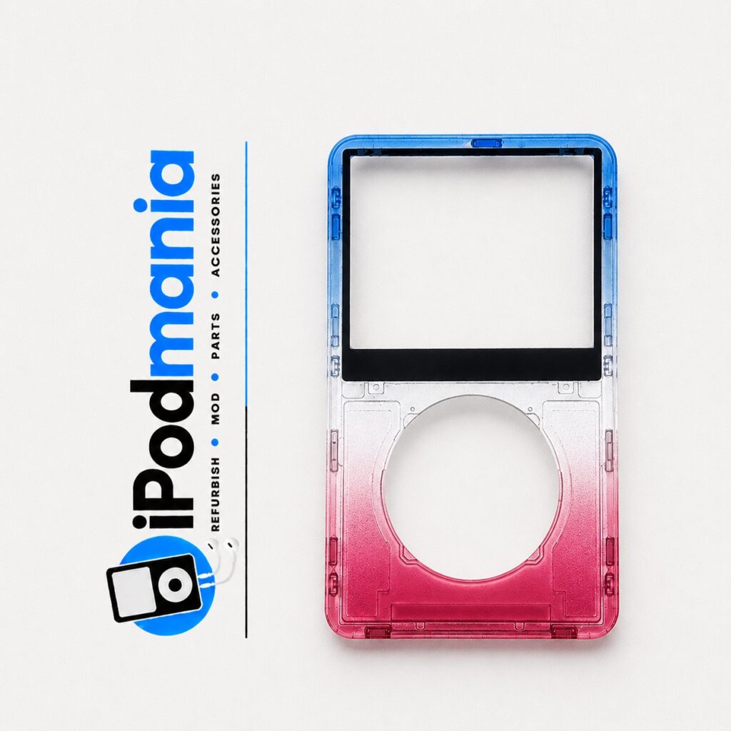 Transparent Blue-Silver-Red Faceplate for iPod 5th/5.5th Generation