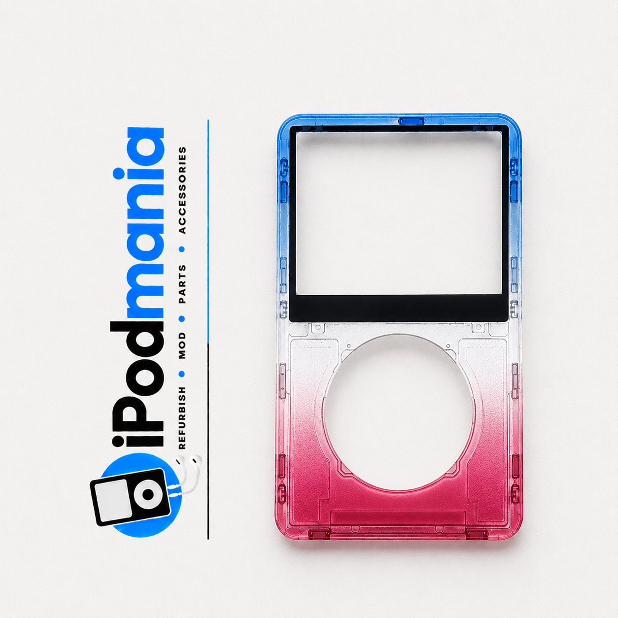 Transparent Blue-Silver-Red Faceplate for iPod 5th/5.5th Generation - Image 1
